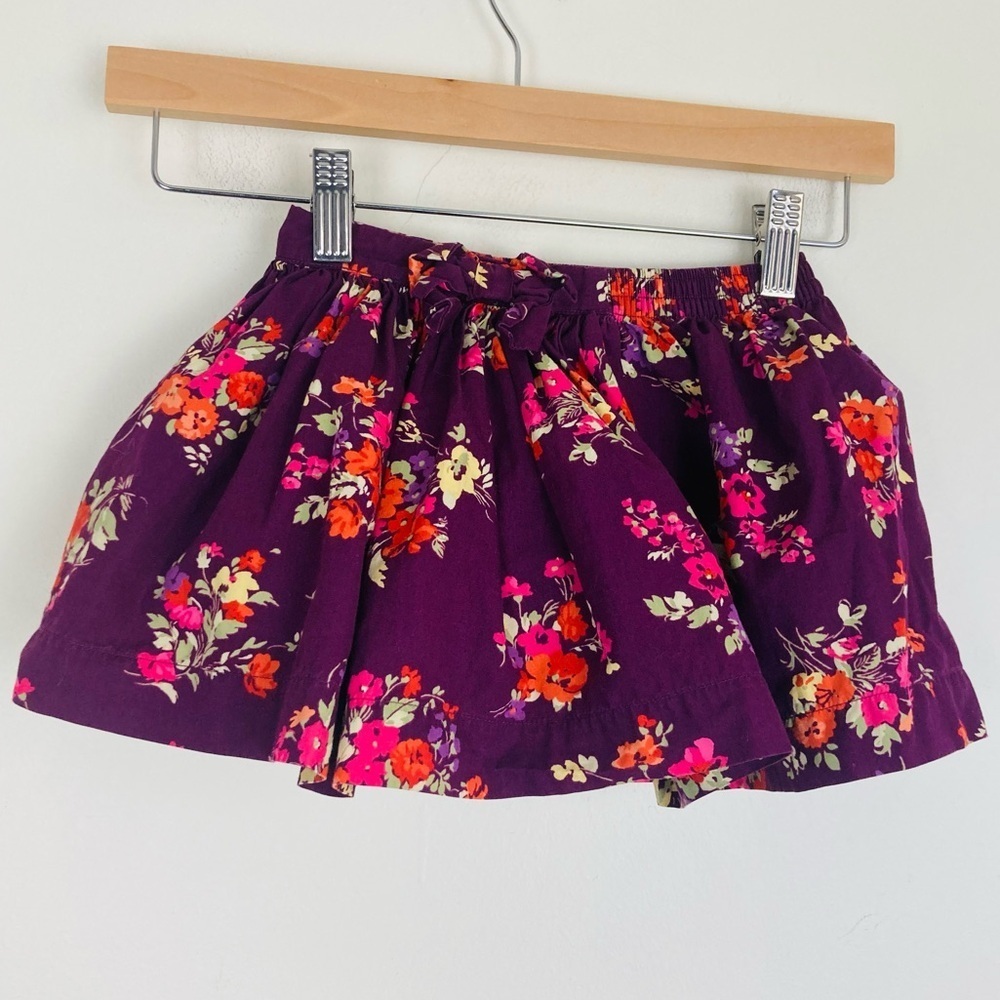 Janie and Jack purple floral print gathered skirt. Size 12 to 18 months.